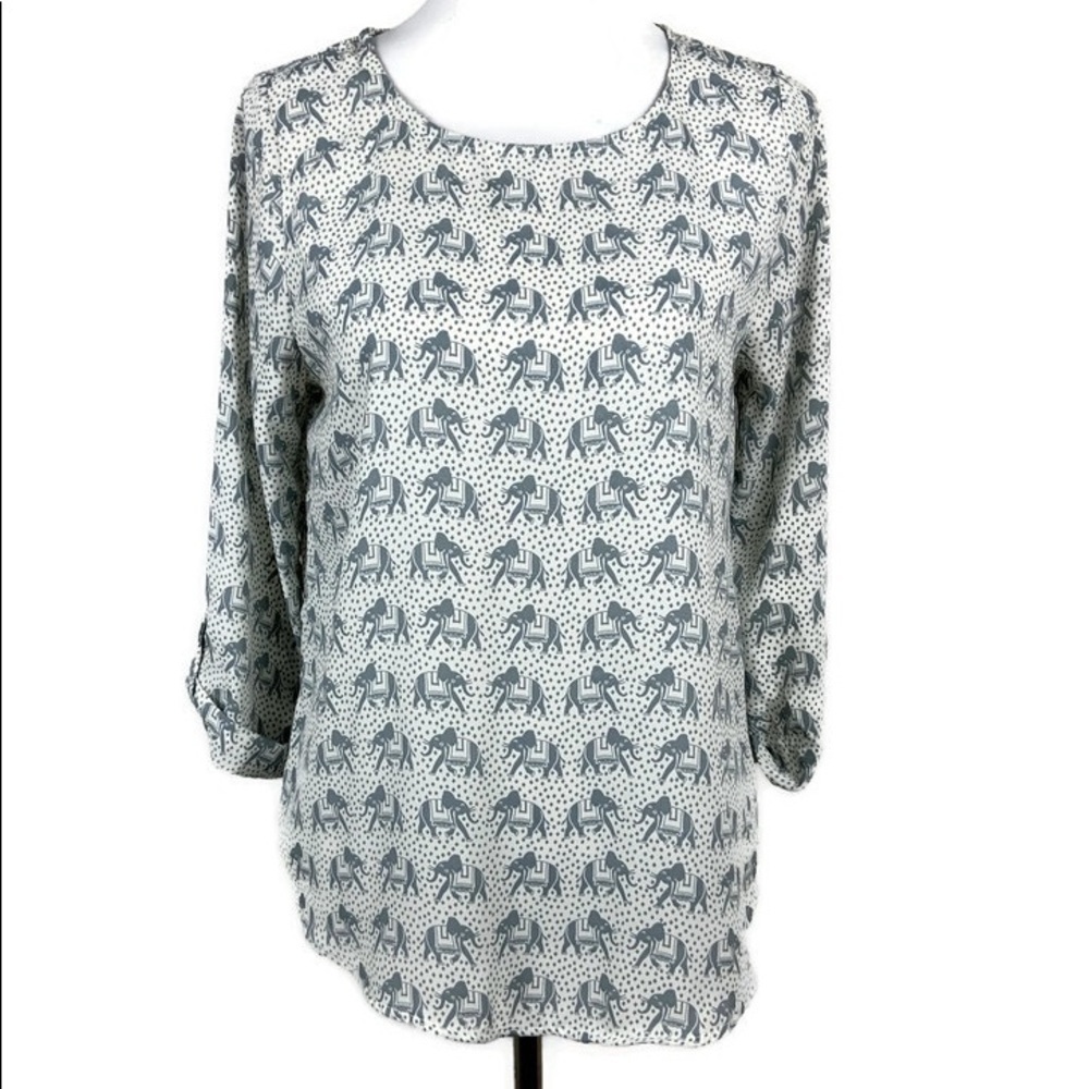 41 HAWTHORN Ellie Printed Blouse Sz Sm Elephant